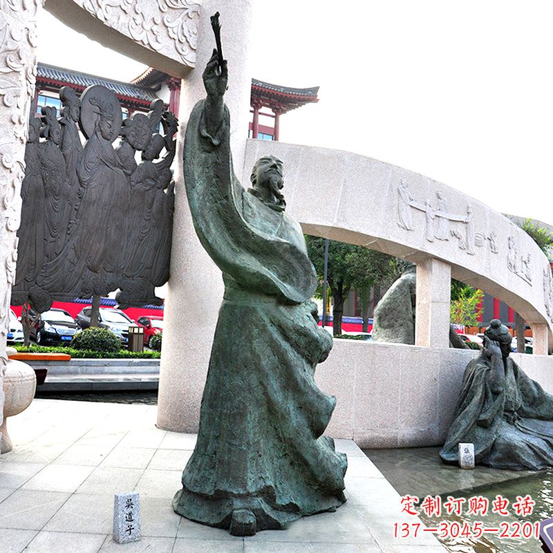 信阳中领雕塑:仿古吴道子铜雕像