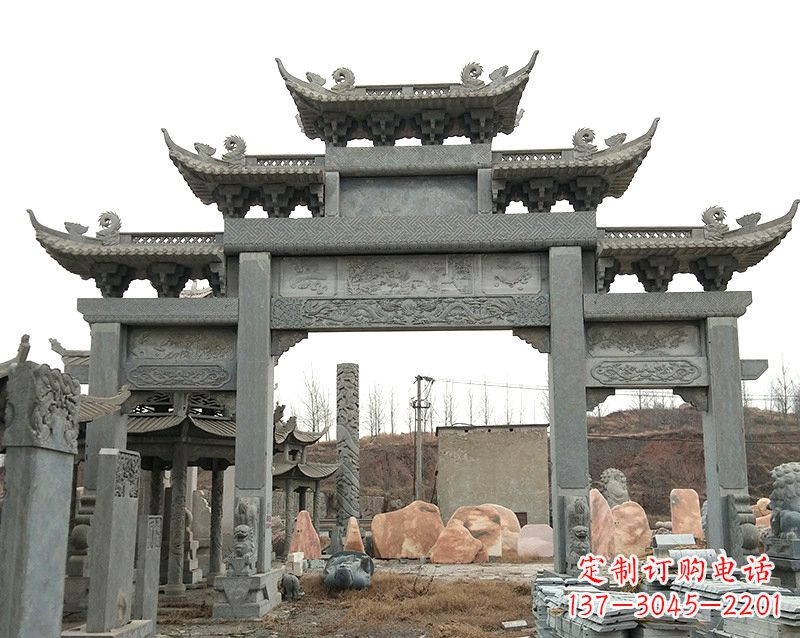 信阳黄冈石雕牌坊--专业定制牌坊雕塑