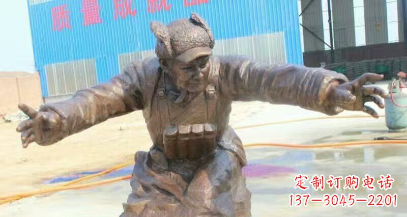 信阳荣耀时刻,纪念经典——黄继光校园英雄人物铜雕