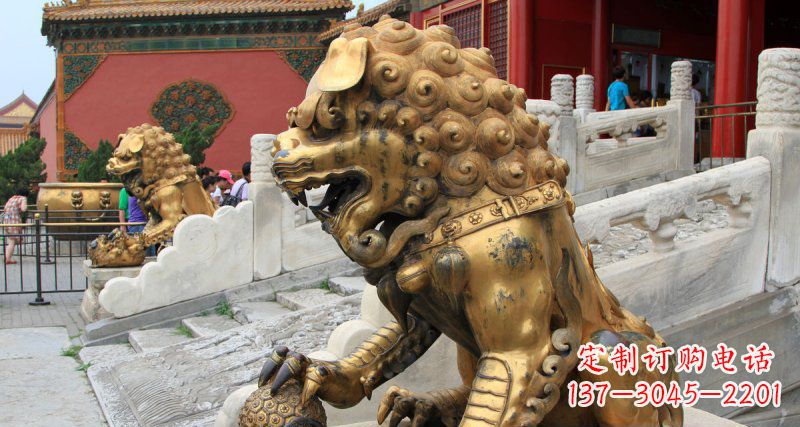 信阳黄铜狮子故宫狮雕塑,高端定制艺术品