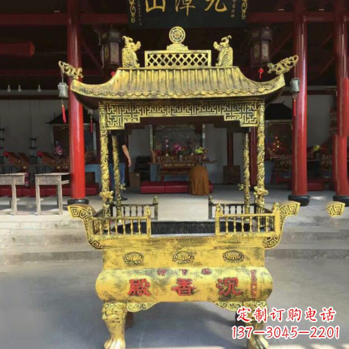 信阳艺术之美,黄铜香炉雕塑