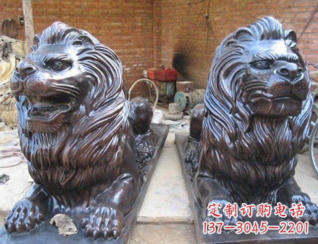 信阳汇丰狮子铜雕塑是由中领雕塑制作的一款狮子…