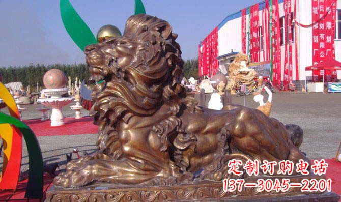 信阳汇丰西洋狮子铜雕,精美华贵