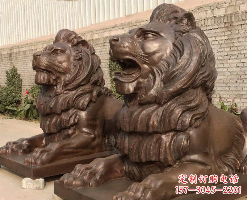 信阳汇丰铜雕狮子,威武雄壮