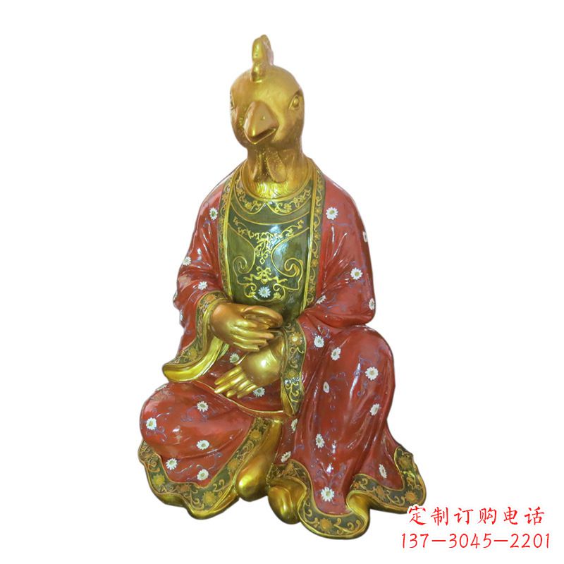 信阳鸡-玻璃钢彩绘生肖雕塑