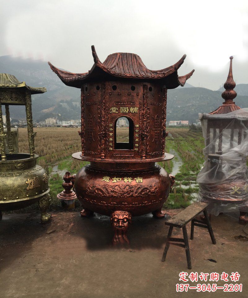 信阳锻铜吉祥如意香炉雕塑