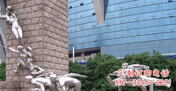 信阳街边不锈钢运动员人物雕塑