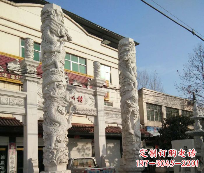 信阳汇聚古灵神韵的大理石龙柱雕塑
