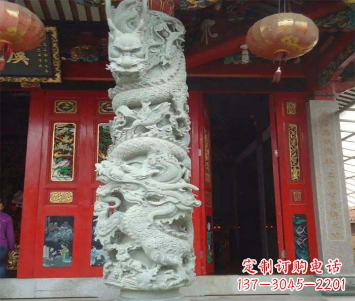 信阳精美的大理石龙柱雕塑