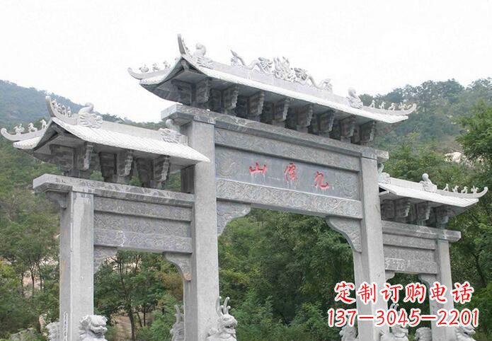 信阳三门仿古牌坊石雕,精美绝伦
