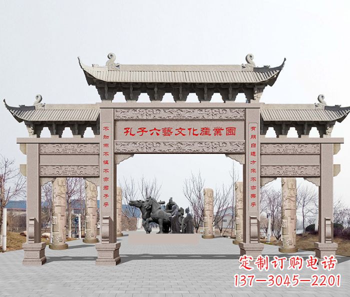 信阳景区三门石雕牌坊-高质美观可靠的雕塑装置