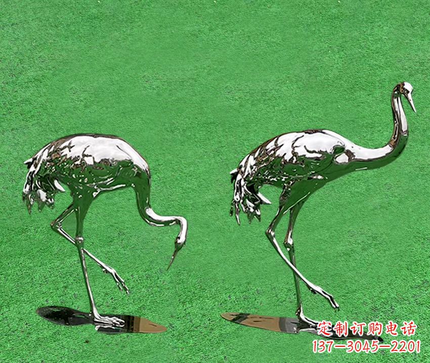 信阳精美镜面不锈钢动物鹤雕塑