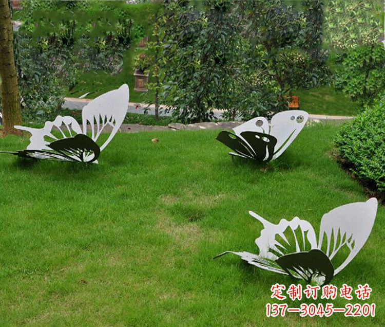 信阳镜面不锈钢蝴蝶公园草坪动物雕塑摆件