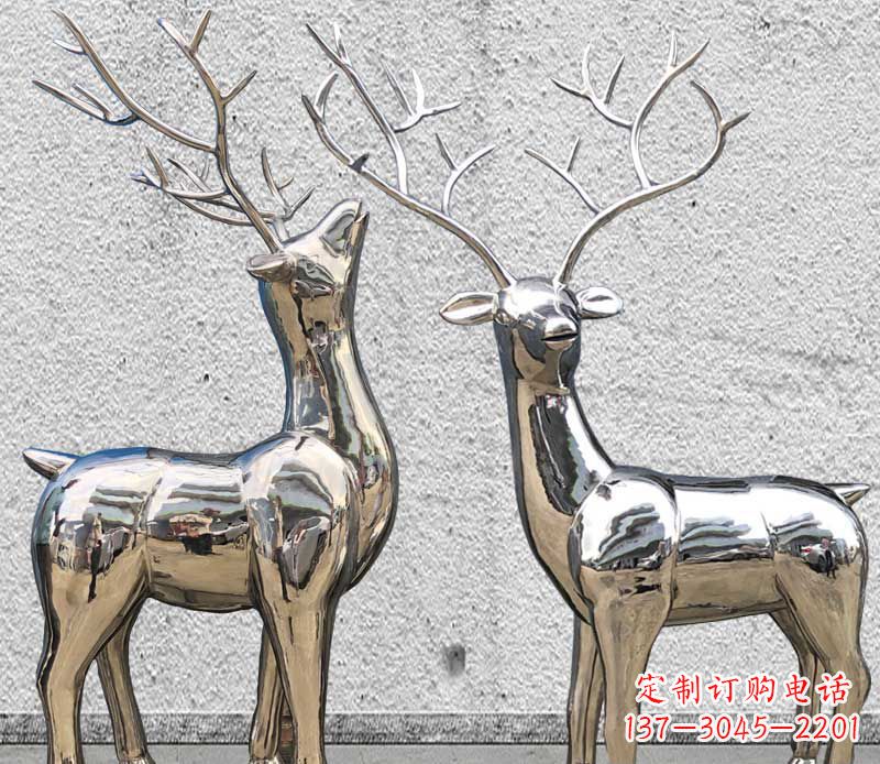 信阳镜面不锈钢小鹿雕塑