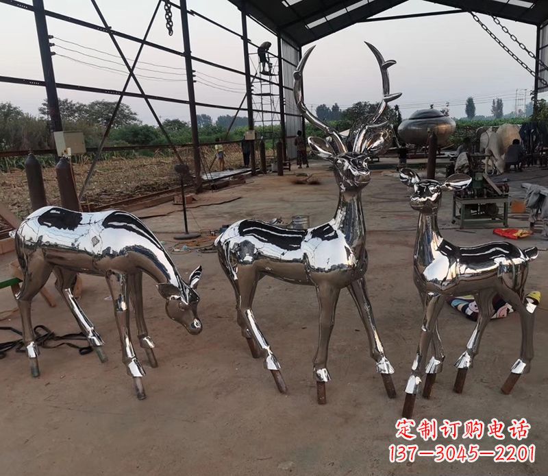 信阳赏心悦目的不锈钢小鹿雕塑