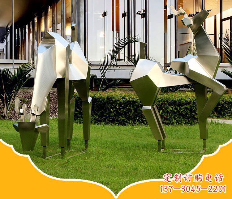 信阳镜面福鹿不锈钢雕塑