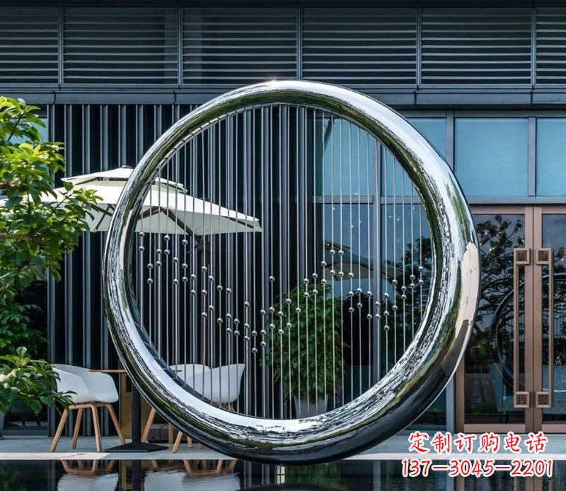 信阳精美的镜面不锈钢圆环雕塑