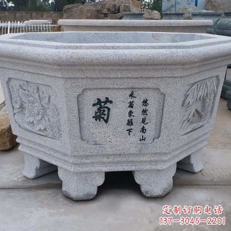 信阳精美砂岩花盆雕塑,点缀精致家居