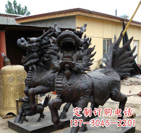 信阳精致、象征意义高的聚财铜麒麟雕塑