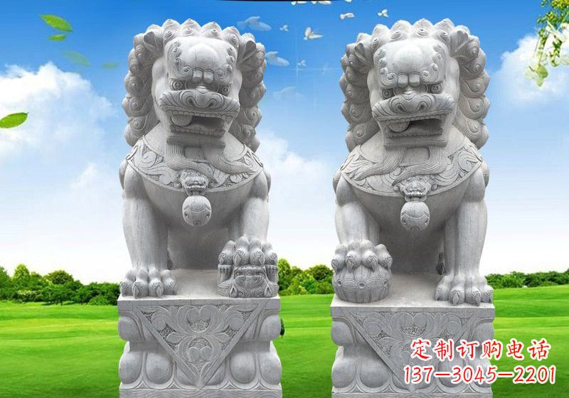 信阳风采傲人的狮子石雕