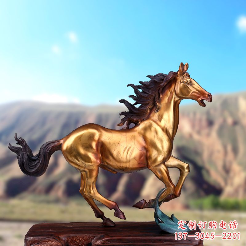 信阳烤漆铜动物雕塑,精美马雕
