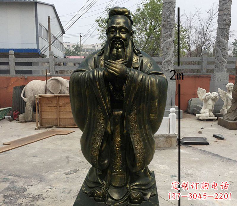 信阳荣誉传承,孔子铜雕精美艺术品