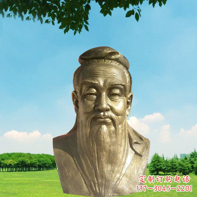 信阳孔子头像铜雕,欣赏中国文化传统精髓