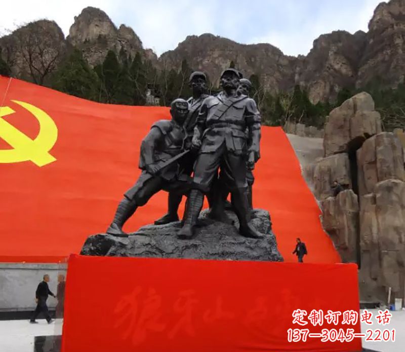 信阳狼牙山五壮士烈士铜雕,永载革命先烈光辉
