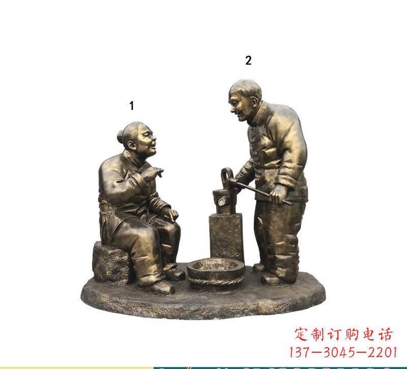 信阳质朴传神的老人铜雕