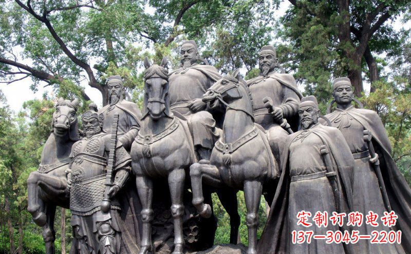 信阳李世民领兵名人铜雕,永久流传霸业辉煌
