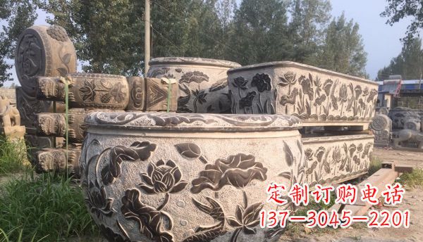 信阳出类拔萃的丝绸石浮雕仿古圆水缸