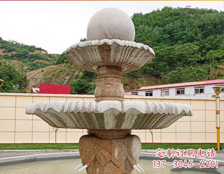 信阳精致莲花石雕喷泉,添点艺术气息
