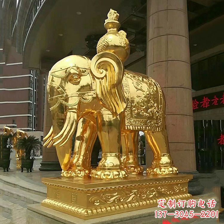 信阳鎏金大门大象铜雕,招财辟邪吉祥动物雕塑