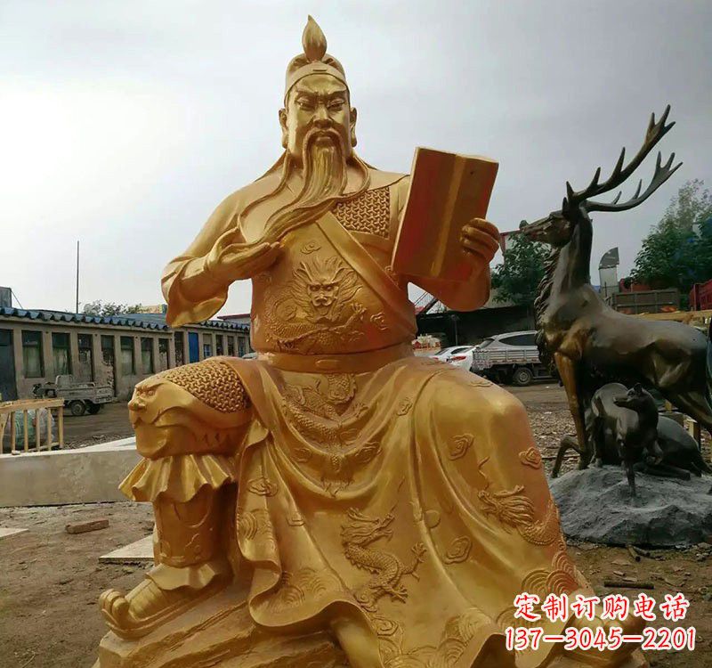 信阳鎏金关公铜雕塑,历久弥新