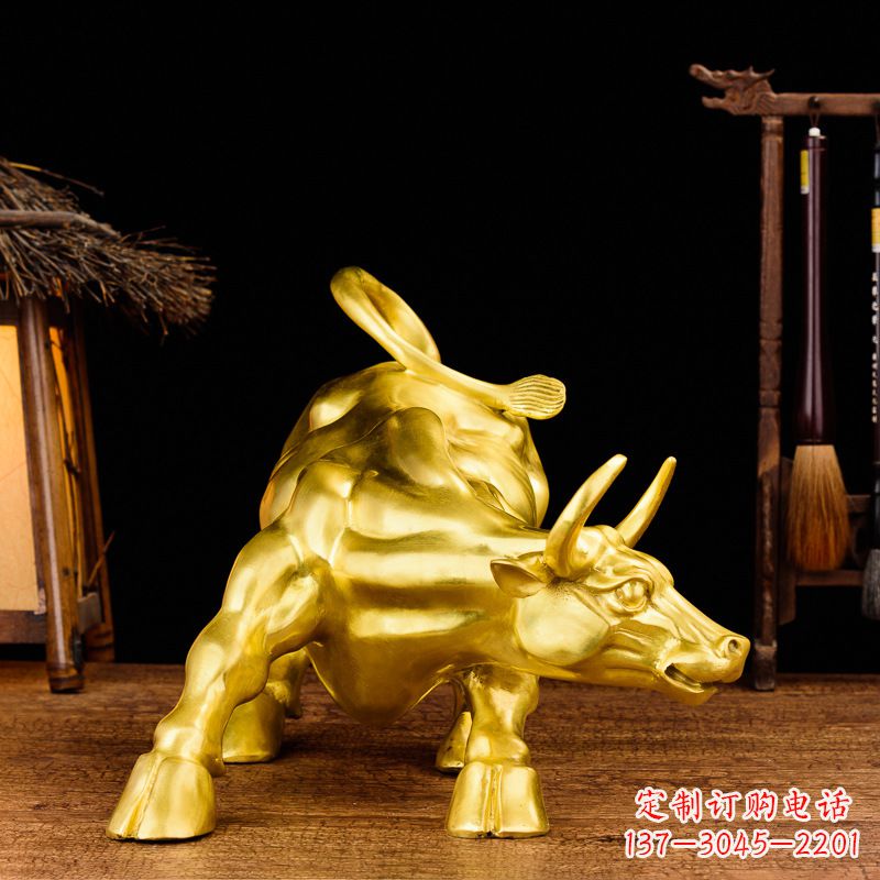 信阳鎏金华尔街铜牛生肖动物雕塑