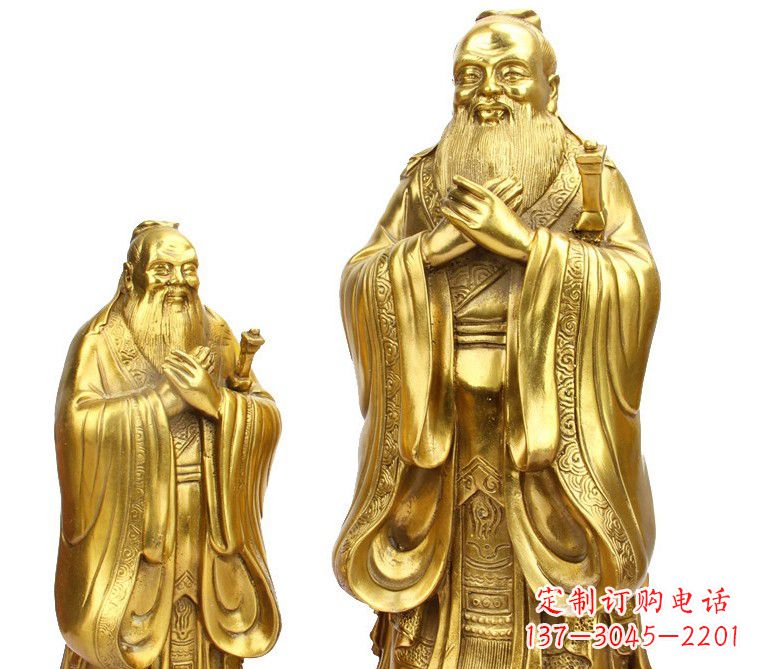 信阳鎏金质感精美孔子铜雕像