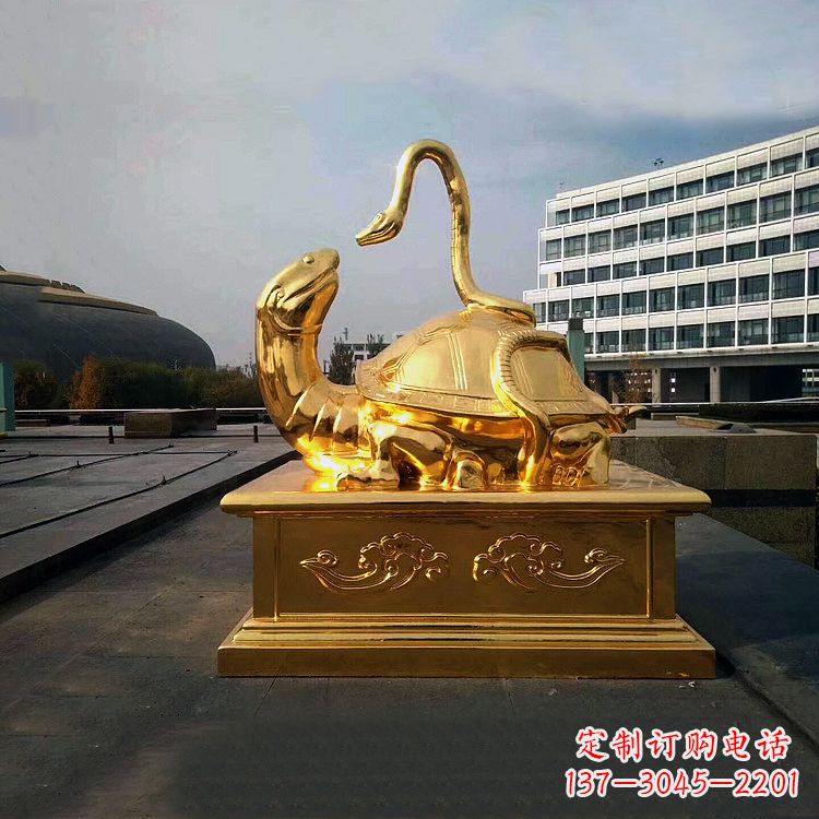 信阳鎏金上古神兽玄武动物铜雕塑