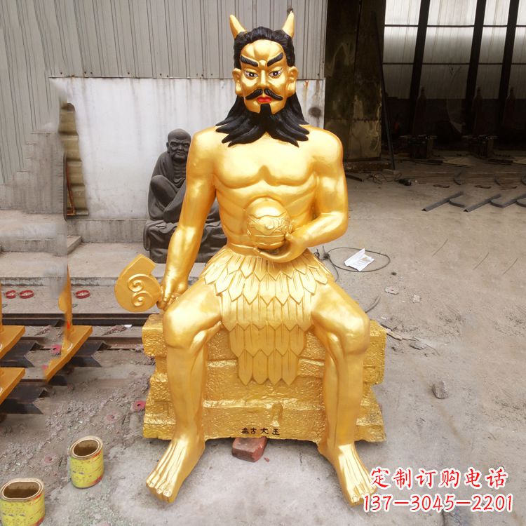 信阳神话雕塑——鎏金神农氏炎帝神像
