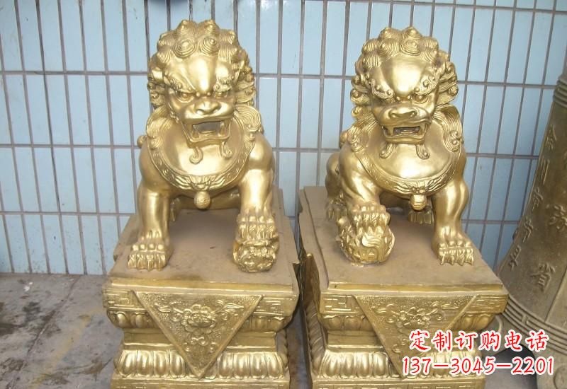 信阳北京狮子雕塑,高雅典雅的手工鎏金铜制品
