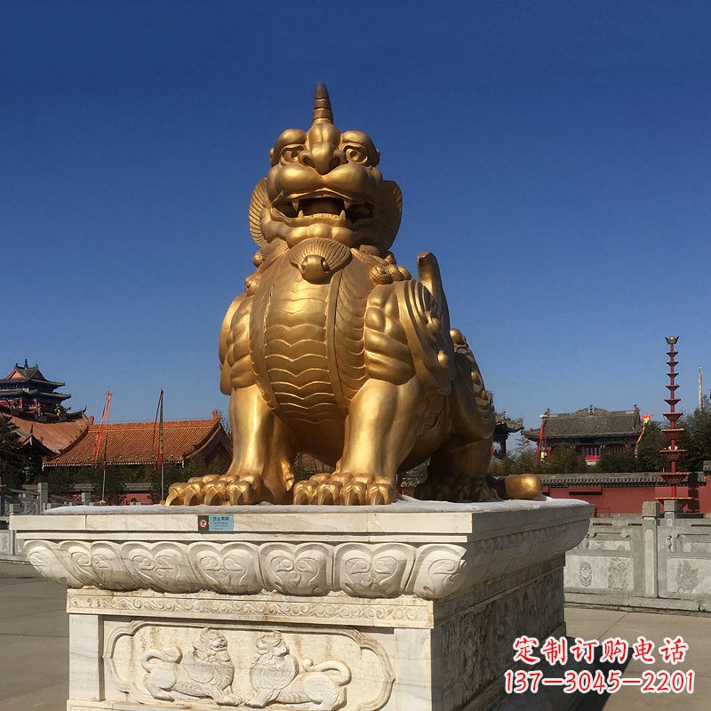 信阳鎏金獬豸铜雕,为您提供精美的景观雕塑