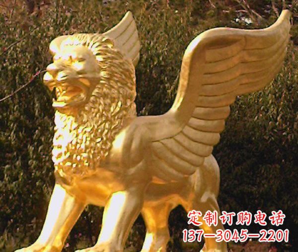 信阳鎏金西洋狮子飞狮铜雕,尊贵非凡