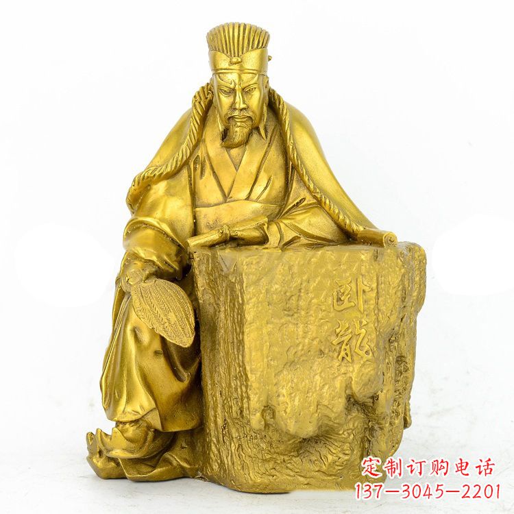 信阳精致细腻的诸葛亮鎏金雕塑