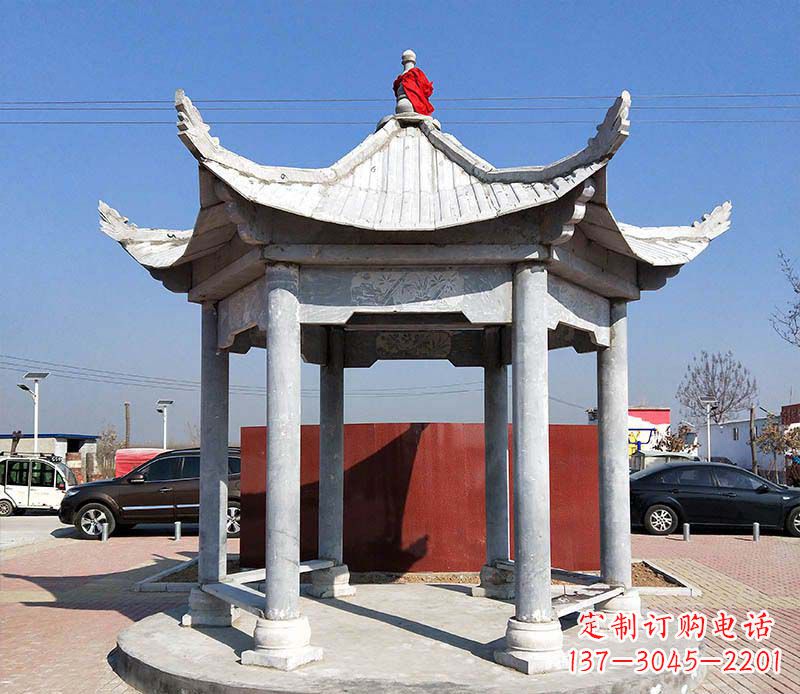 信阳六角仿古凉亭雕塑,古朴迷人