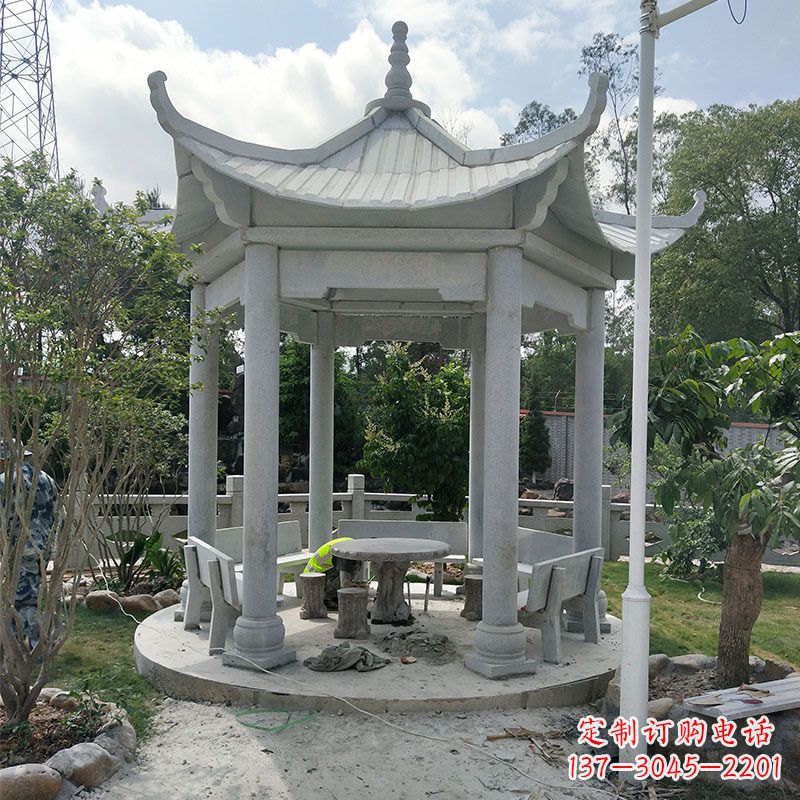 信阳六角大理石凉亭雕塑中领雕塑是一家专业的雕…
