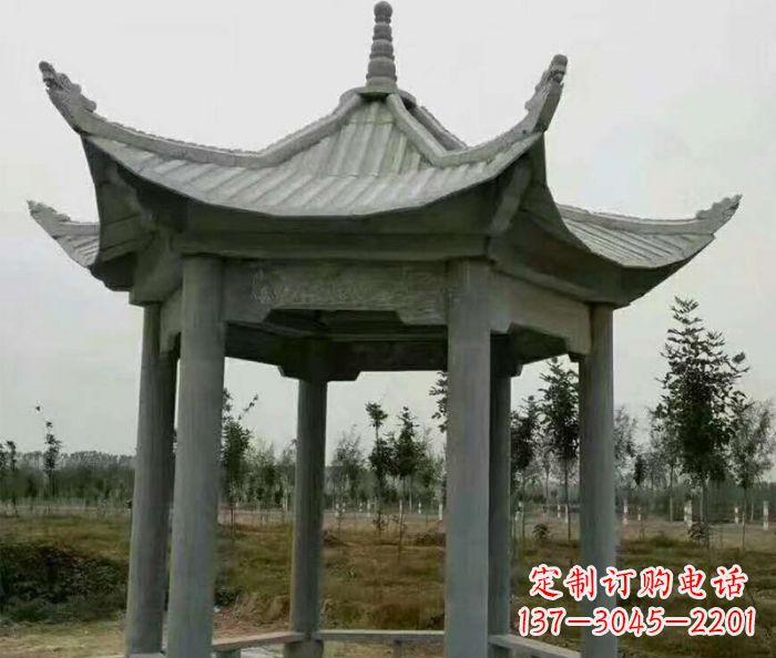 信阳六角石雕凉亭 (3)