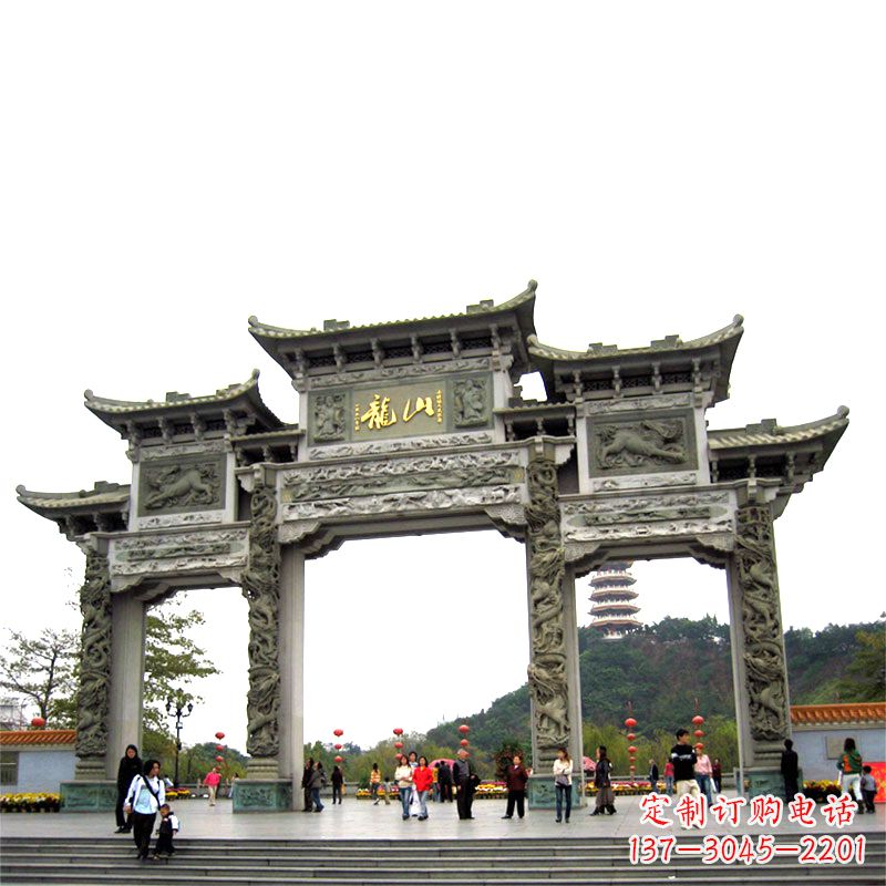 信阳龙山景区大型石头雕塑牌楼,定制之选