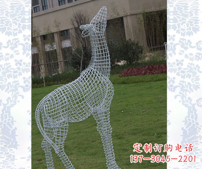 信阳外观精美的不锈钢长颈鹿雕塑