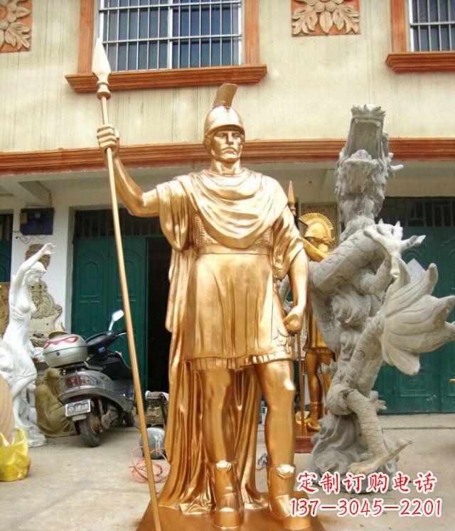 信阳罗马勇士玻璃钢仿铜马雕塑