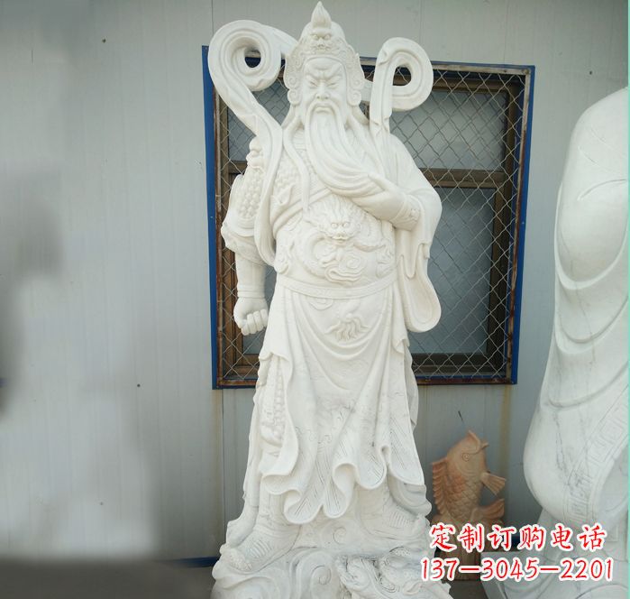 信阳手工汉白玉关公雕塑