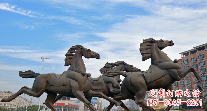 信阳马广场动物铜雕塑,精致细腻魅力无穷